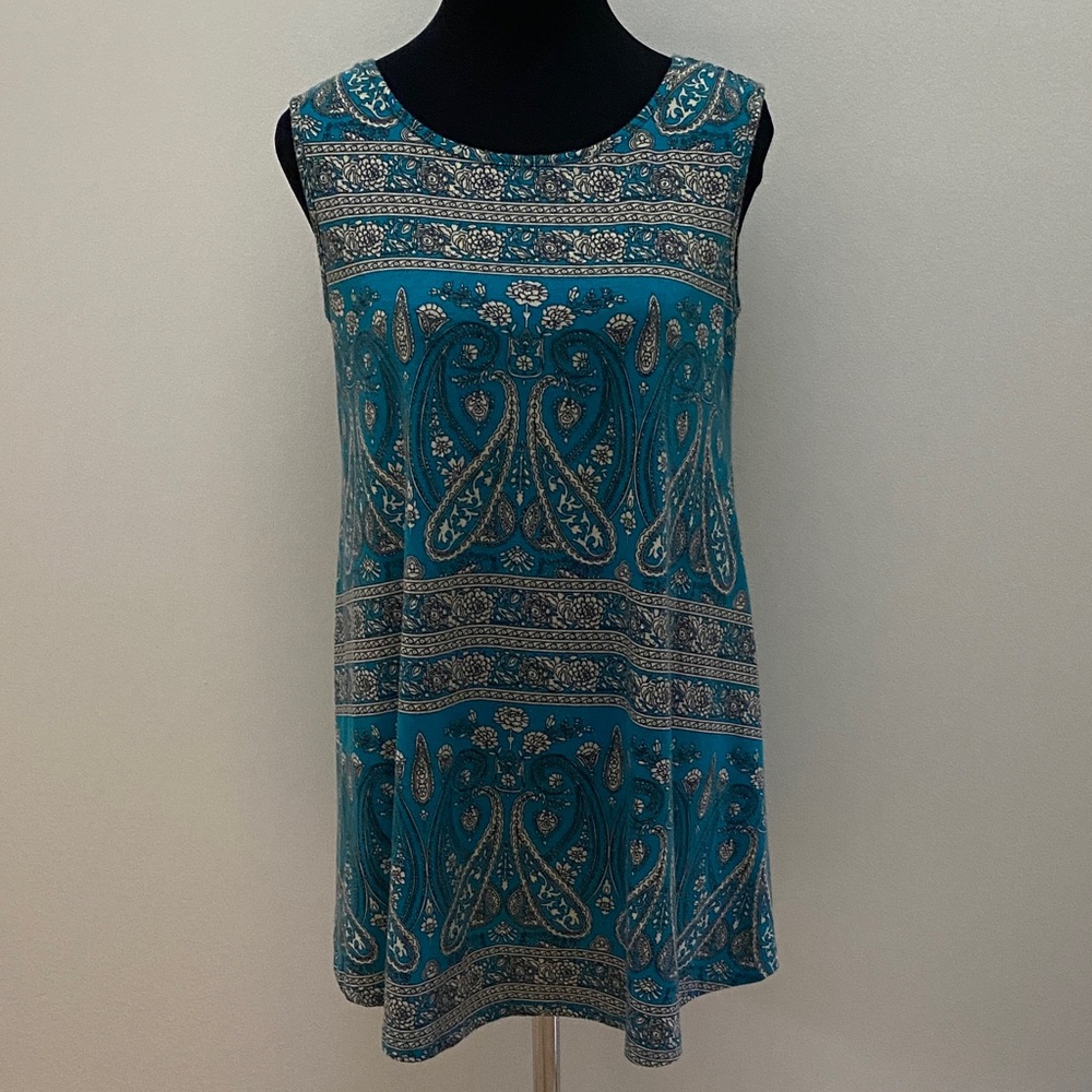 Teal Paisley Sleeveless Top